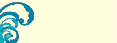 Krem arka planda mavi ve yeşil kıvrımlı bir tasarım, pankart boyutunda