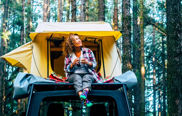 Camping Vehículo Coche Con Techo Tienda Aire Libre Actividad Ocio — Foto de Stock