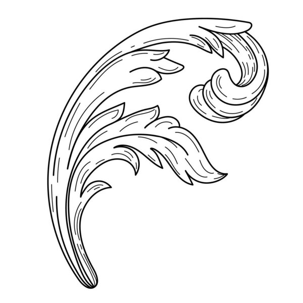 Vintage Baroque Victorian border floral ornament, flourishes calligraphic ornament