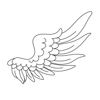 Siyah beyaz işlemeli mürekkep sanatı. poligrafik süs, el çizimi kanat, doğrusal süs