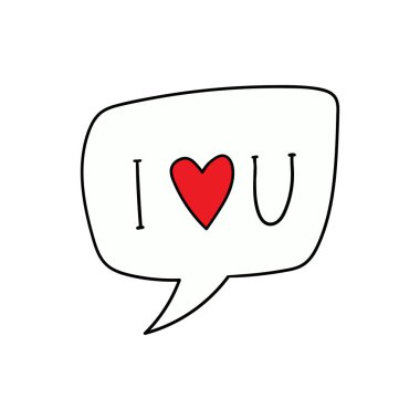 Sevgililer Günün kutlu olsun. Konuşma baloncuğunu seviyorum. - Evet. El Çizimi Simgesi. Vektör Klipsi Sanatı