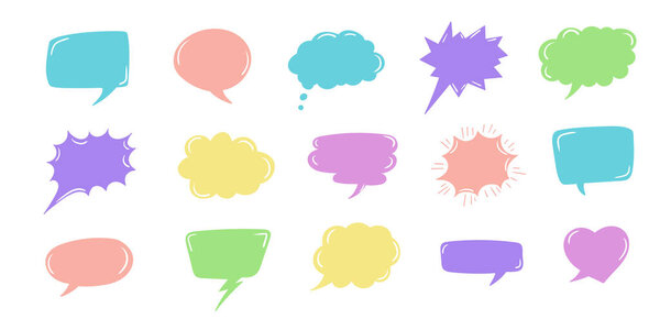 Милый векторный речевой пузырь красочный набор, ручной набор речевых пузырей с рукописью для книги, открытки, бизнеса, дизайн плаката.