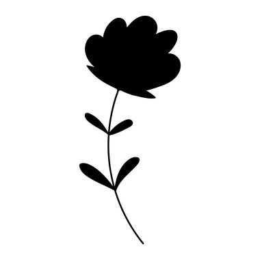 bitki karalaması, beyaz arkaplanda izole edilmiş tek bitki silueti