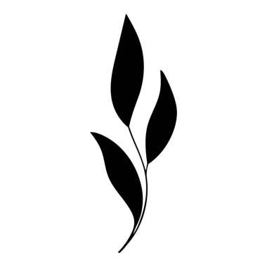 bitki karalaması, beyaz arkaplanda izole edilmiş tek bitki silueti