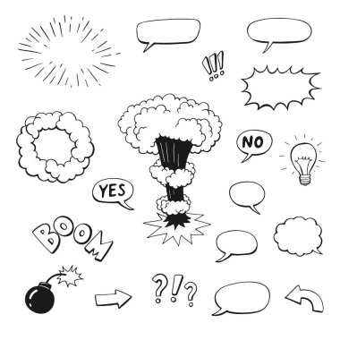 Komik konuşma baloncuklarının çizimleri
