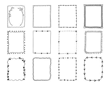 Klasik çerçeve vektör klişe demeti. Çizim defteri veya kurşun günlük için kare süsleme çerçevesi.