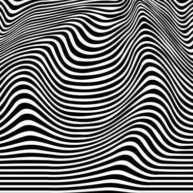 Psikedelik çizgili arka plan, akışkan siyah beyaz arkaplan