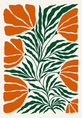 Modern, saf, modaya uygun hippi iç dekorasyonlar, tablolar. Vektör sanatı çizimleri.