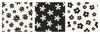 Yaz ve bahar tekstil ürünleri, kumaş, duvar kâğıdı, ambalaj kağıdı için çiçek tasarımı. Bitmek bilmeyen düz vektör çizimleri