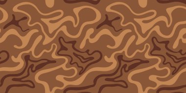 1970s trippy seamless pattern. Marble acrylic swirl pattern. Coffee or chocolate liquid texture