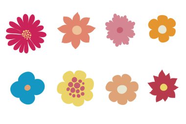 Çiçek seti. Pankartlar, duvar kağıtları, posterler, web siteleri, çevrimiçi alışveriş için biçim. Vektör illüstrasyon tasarımı