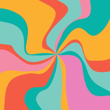 Garip, renkli ve canlı bir desen. Dönen, hipnotik hareketli. 60 'lardan ve 70' lerden esinlenilmiştir. Duvar kağıtları, posterler, tekstil için mükemmeldir.