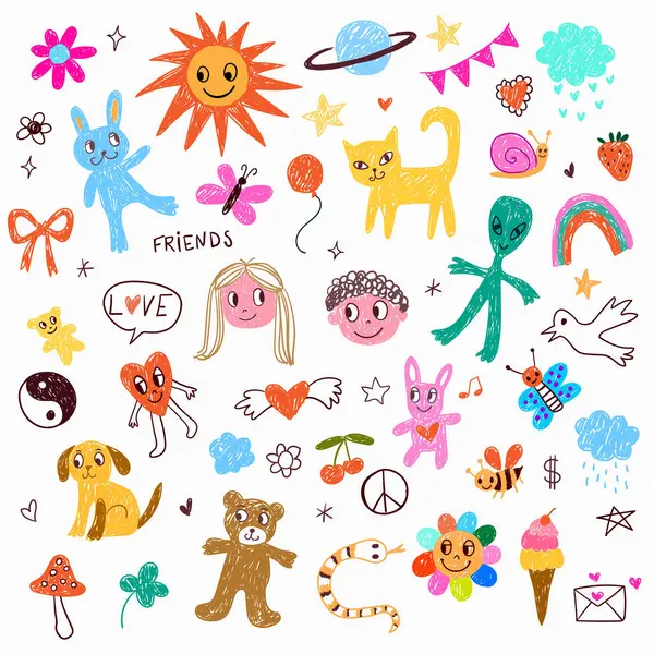 Renkli kalem darbeleriyle çizilmiş doku sıcak ve neşeli bir etki yaratıyor. Çocuk kitapları, tebrik kartları, ambalajlar, tekstil, duvar kağıtları, yapıştırma defterleri ve diğer yaratıcı projeler için mükemmel..