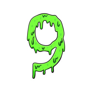 Damlayan yapışkan efektli komik yeşil salyangoz alfabesi. AZ harfleri ve rakamları içerir Cadılar Bayramı için mükemmel, korku temaları, çocuk tasarımları, veya ürkütücü parti projeleri.