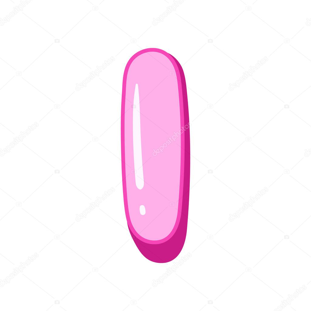 Glossy pink letter I in cartoon bubble style. Cute and playful 3D alphabet design . Isolated on white background