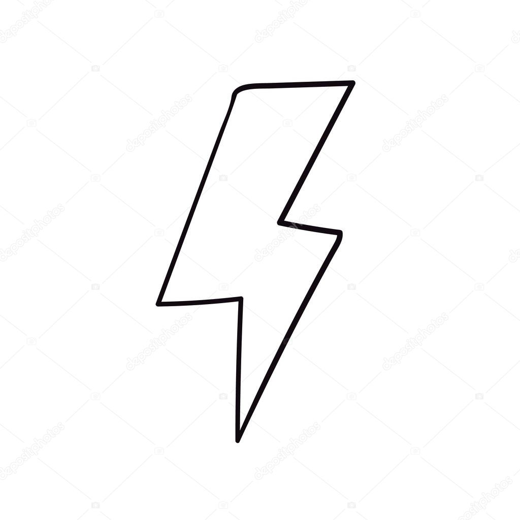 Cartoon style lightning bolt, Hand drawn doodle lightning bolt isolated on white background