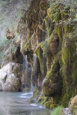 Cuenca 'daki Cuervo Nehri' nin kaynağında şelale var.