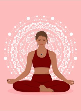 Vektör çizimi! Sağlıklı meditasyon! Lotus pozu! Yoga