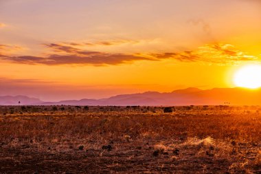 Namibya Afrika 'da gün batımı
