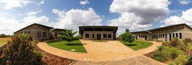 Parçalayıcı binalar çadır dekorasyonları Kenya Doğu Afrika 'nın dış yüzeyi taştan.