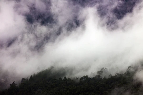 stock image Mountain landscape. rain clouds over the forest. Turkey.