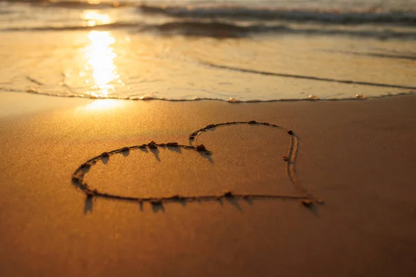Heart Drawn Sand Beach Sunset Romantic Sunset Beach Heart Shape Royalty Free Stock Images