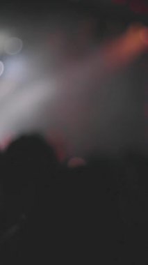 Dikey çekim. Kızlar yükseltilmiş elleri, yanıp sönen ışıkları ve güçlü atmosferi olan rock gösterilerinden hoşlanırlar. Seyirciler canlı müzikten hoşlanır.