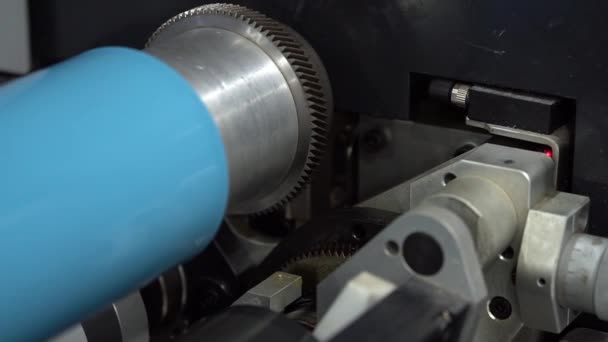 Gears Shaft Printing Machine Enter Exit Engagement Automatically Close — Stock Video