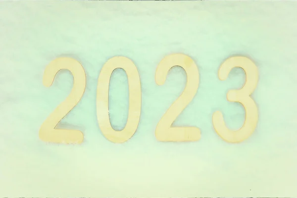 Жовтий Новий Рік Номер 2023 Світло Зеленому Кольорі — стокове фото