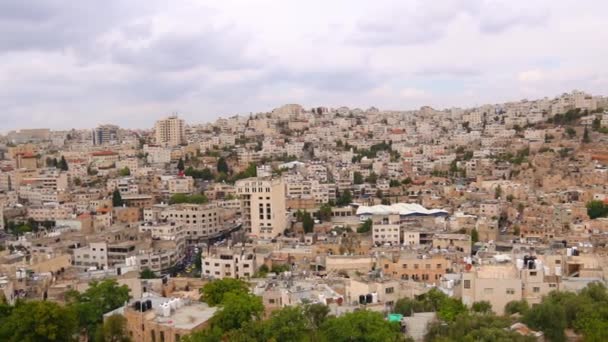 ヘブロン市のパノラマビュー ヘブロンのパレスチナの州の首都 世界最古の都市の一つ — ストック動画