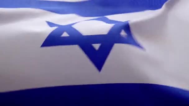 Nationell Flagga Israel Vinkar Vinden Nära Håll Låg Vinkel — Stockvideo