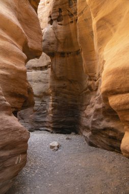 Eilat 'taki kırmızı kanyonun geçidinde inanılmaz labirentler var. Kızıl kumtaşı kayalarından oyulmuş İsrail suları.