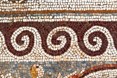 Ayrıntılı Antik Roma Geometrik Mozaiğinin Karmaşık Örnekleri ile Arkaplan