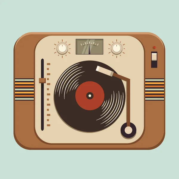 Velho Gramofone Vintage Player Uma Plataforma Giratória Vinil Ilustração Vetorial —  Vetores de Stock