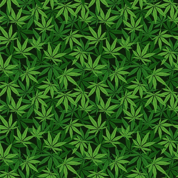 手描きのマリファナの葉のシームレスベクトルパターン — ストックベクタ