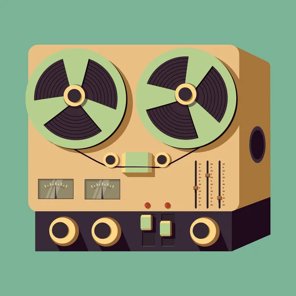 Vintage Audio Naviják Cívku Magnetofonu Vektorová Ilustrace — Stockový vektor