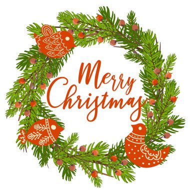 El çizimi bir çelenk ya da çerçeve. Vektör illüstrasyonu