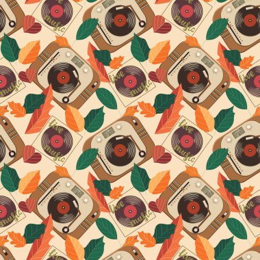 Eski bir vinil turntable, pürüzsüz vektör çizimi, üst görünüm