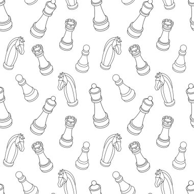 Siyah ve beyaz satranç figürleri pürüzsüz desen