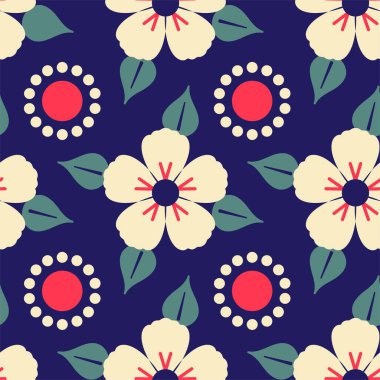 El çizimi renksiz vektör çiçek deseni