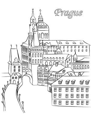 Prag şehir merkezinin karikatür çizimi tebeşirle çizilmiş. 