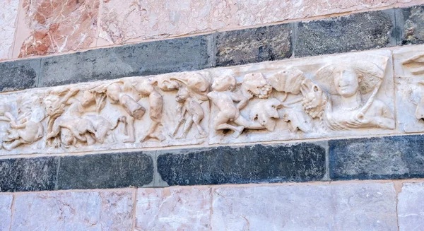 Détails Marbre Sur Façade Cathédrale Messine Duomo Messina Sicile Italie — Photo