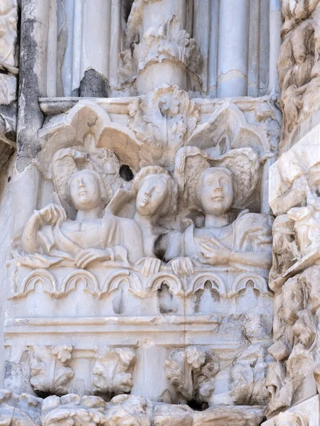 Marble Details Facade Messina Cathedral Duomo Messina Sicily Italy Reliefs — Stock Photo, Image