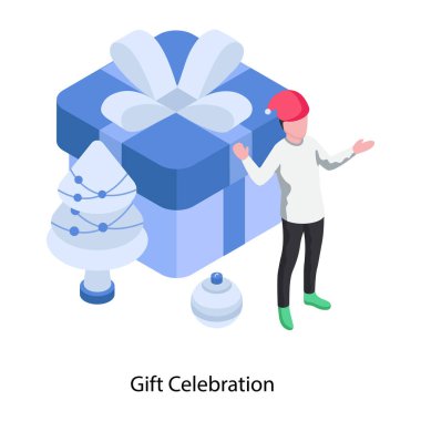 Noel hediye kutusunun bir çizim tasarımı