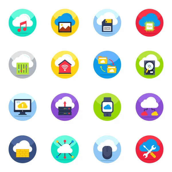 stock vector Pack of Cloud and Data Flat Icons 