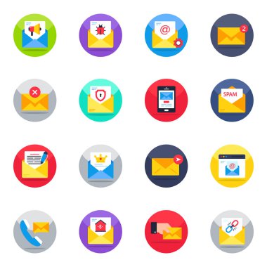 E- posta ve Harf Düz Simgeleri Paketi 