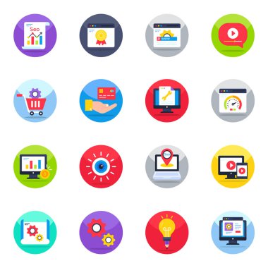 Seo ve Yönetim Düz Simgeleri Paketi 