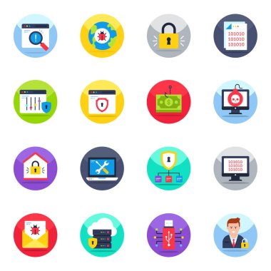 Pack of Security and Protection Flat Icons 