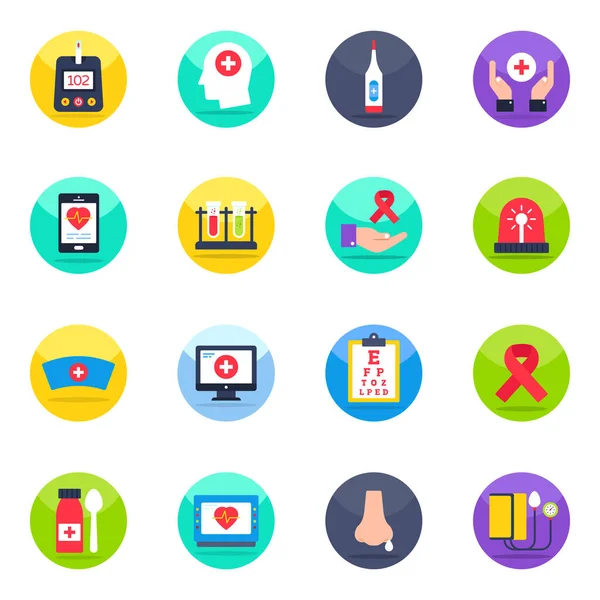 Pack Medical Healthcare Flat Icons — Stock Vector