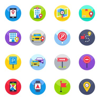 Gps Düz Simge Paketi 